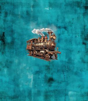 Preview: Steampunk Eisenbahn Panel – BIO French Terry